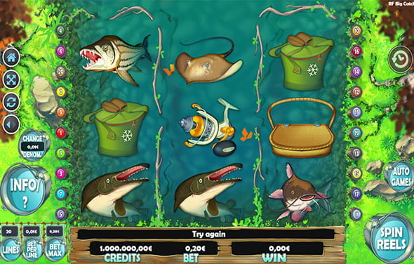 Play the Big Catch slot by R. Franco in a casino.