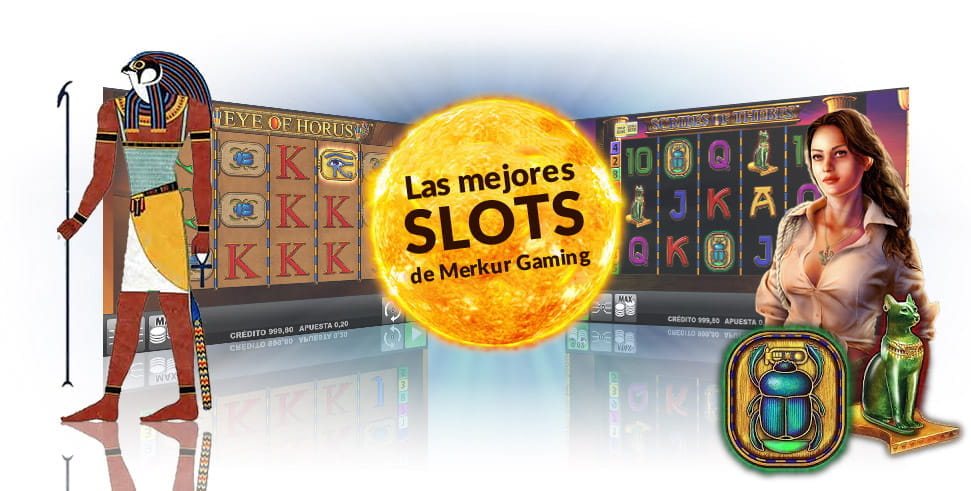 Screen of the Merkur Gaming slots Eyes of Horus and Scribes of Thebes.