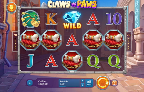 Play the Claws vs Paws slot from Playson in a secure casino.