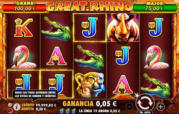 Play the Great Rhino slot from Pragmatic Play at an online casino.