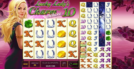 Lucky Lady s Charm Deluxe 10tm slot screen by Novomatic.