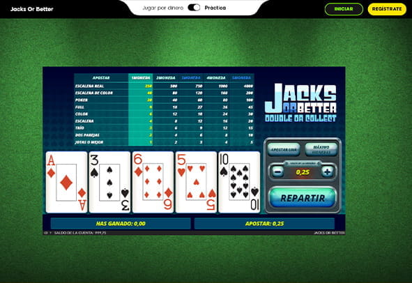 Video Poker Jacks or Better at 888casino with the deal of the deck.
