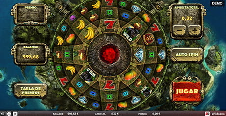 Game screen of the Wildcano slot from Red Rake.