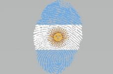 Fingerprint printed with the colors of the Argentine flag.